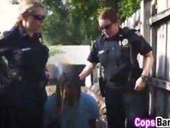 Hot white cops fuck a black graffiti artist outdoors