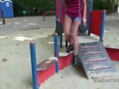 Russian teen bangs in the public park